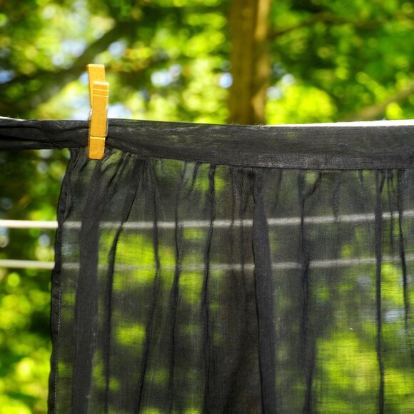 VTG Black Illusion Fancy Hostess Half Apron w/ Pocket, Sexy Look, Longer Style - Picture 4 of 6
